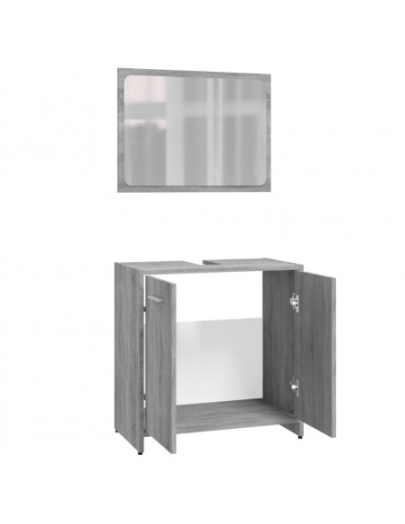 Set di Mobili da Bagno Grigio Sonoma in Legno Multistrato