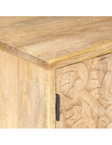 Comodino Intagliato 40x30x50 cm in Legno Massello di Mango