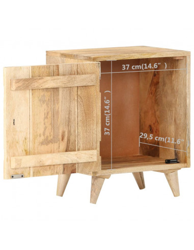 Comodino Intagliato 40x30x50 cm in Legno Massello di Mango