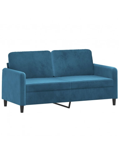 Set di Divani 3 pz con Cuscini Blu in Velluto