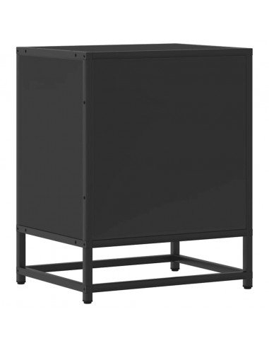 Comodino Nero 40x31x50 cm Legno Multistrato e Metallo
