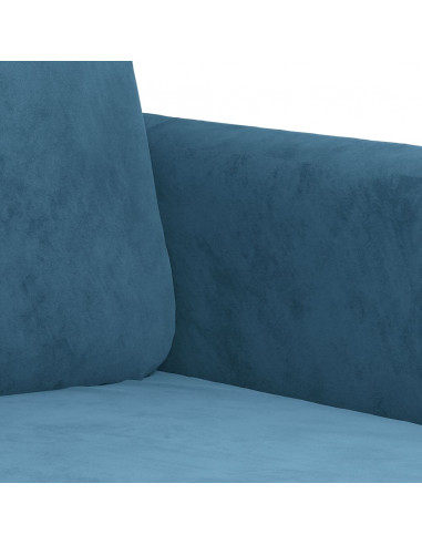 Set di Divani 3 pz con Cuscini Blu in Velluto