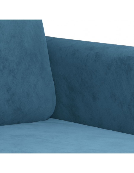 Set di Divani 3 pz con Cuscini Blu in Velluto