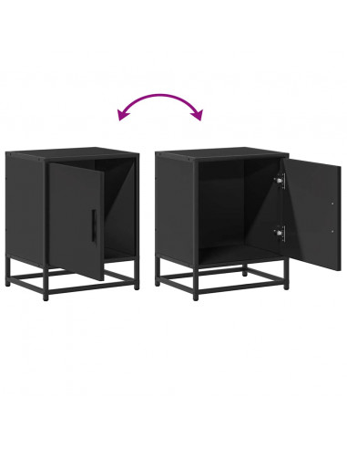Comodino Nero 40x31x50 cm Legno Multistrato e Metallo