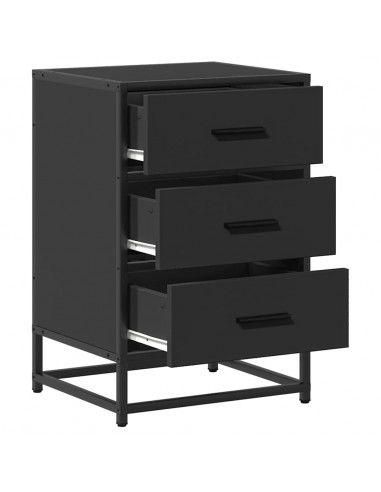 Comodino Nero 40x34,5x60 cm Legno Multistrato e Metallo