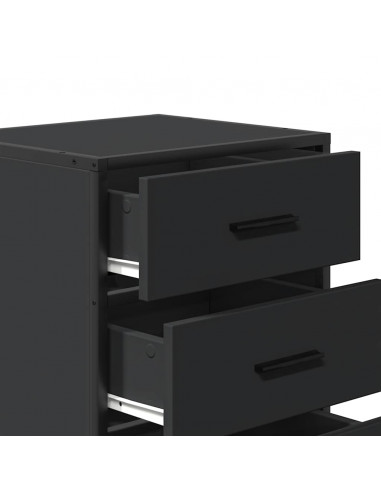 Comodino Nero 40x34,5x60 cm Legno Multistrato e Metallo