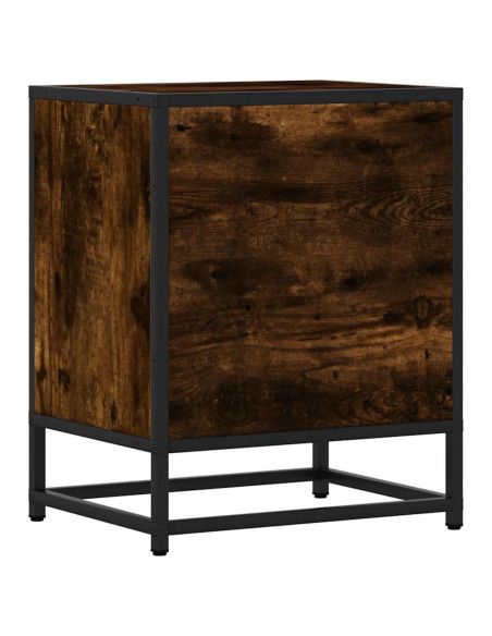 Comodino Rovere Fumo 40x31x50 cm Legno Multistrato e Metallo