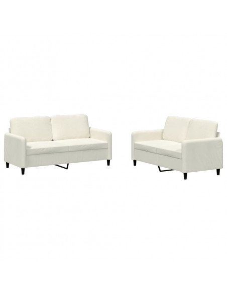 Set di Divani 2 pz Crema in Velluto