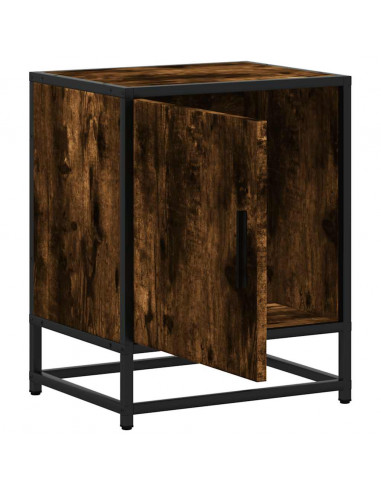 Comodino Rovere Fumo 40x31x50 cm Legno Multistrato e Metallo