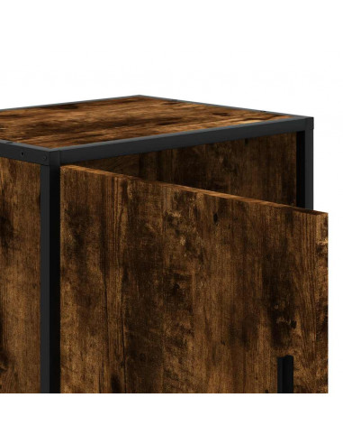 Comodino Rovere Fumo 40x31x50 cm Legno Multistrato e Metallo