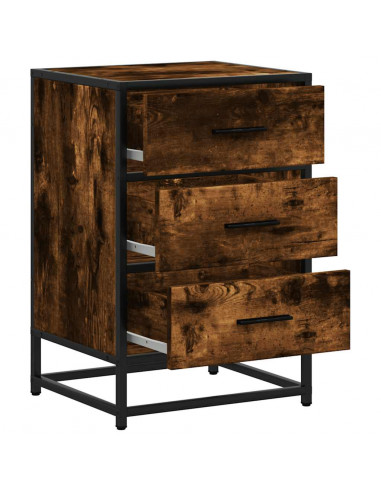 Comodino Rovere Fumo 40x34,5x60 cm Legno Multistrato e Metallo