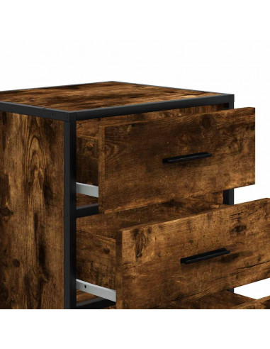 Comodino Rovere Fumo 40x34,5x60 cm Legno Multistrato e Metallo
