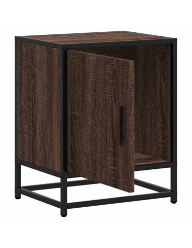 Comodino Rovere Marrone 40x31x50 cm Legno Multistrato e Metallo