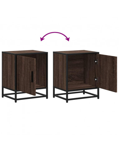 Comodino Rovere Marrone 40x31x50 cm Legno Multistrato e Metallo