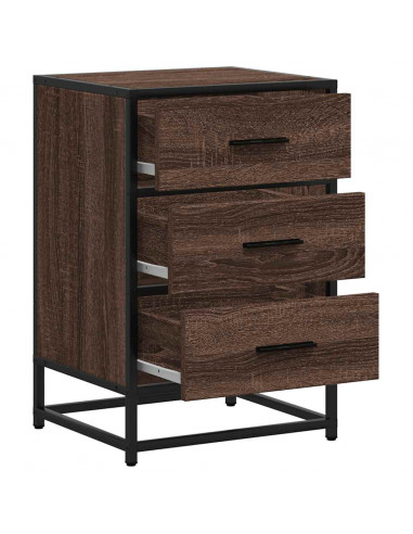 Comodino Rovere Marrone 40x34,5x60cm Legno Multistrato Metallo