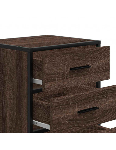 Comodino Rovere Marrone 40x34,5x60cm Legno Multistrato Metallo