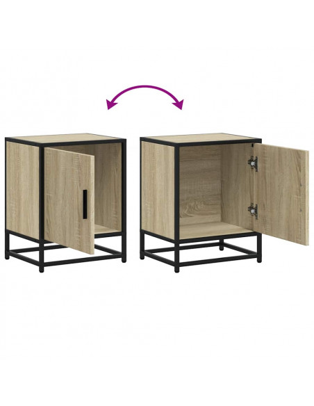 Comodino Rovere Sonoma 40x31x50 cm Legno Multistrato e Metallo