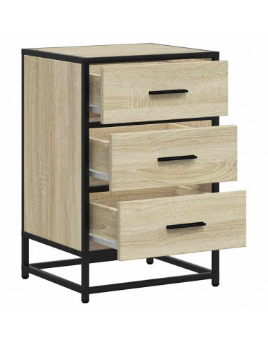 Comodino Rovere Sonoma 40x34,5x60cm Legno Multistrato e Metallo