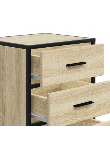 Comodino Rovere Sonoma 40x34,5x60cm Legno Multistrato e Metallo
