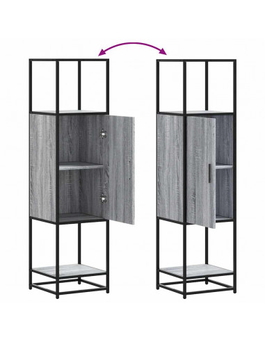 Credenza Grigio Sonoma 35,5x35x139 cm Legno Multistrato Metallo