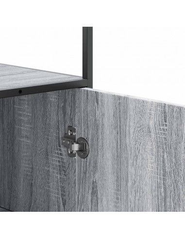 Credenza Grigio Sonoma 35,5x35x139 cm Legno Multistrato Metallo
