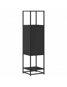 Credenza Nera 35,5x35x139 cm Legno Multistrato Metallo