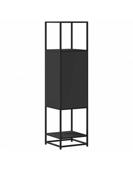 Credenza Nera 35,5x35x139 cm Legno Multistrato Metallo