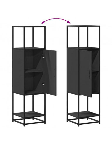 Credenza Nera 35,5x35x139 cm Legno Multistrato Metallo