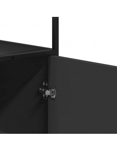 Credenza Nera 35,5x35x139 cm Legno Multistrato Metallo