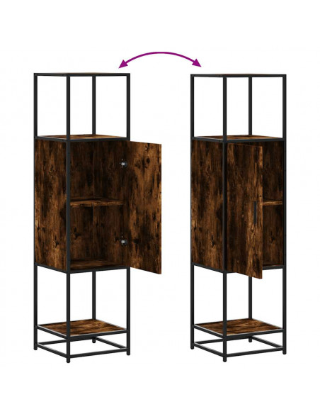 Credenza Rovere Fumo 35,5x35x139 cm Legno Multistrato Metallo