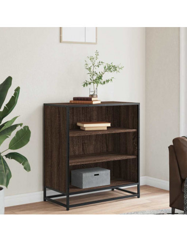 Credenza Rovere Marrone 68x35x76 cm in Truciolato e Metallo