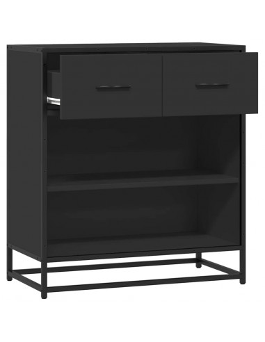 Credenza Rovere Nera 68x35x76 cm in Legno Multistrato