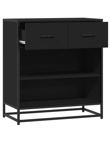 Credenza Rovere Nera 68x35x76 cm in Legno Multistrato