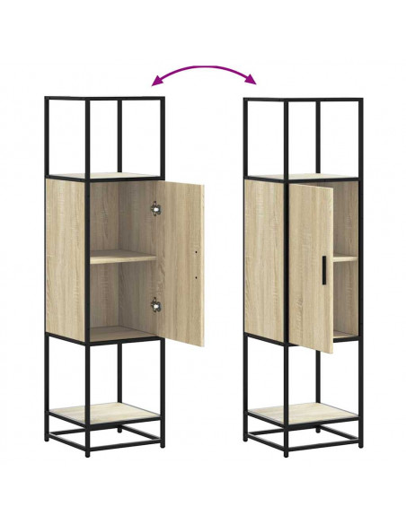 Credenza Rovere Sonoma 35,5x35x139 cm Legno Multistrato Metallo