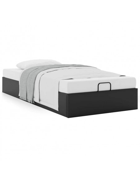Struttura Letto Pouf senza Materasso Nero 90x200 cm Similpelle