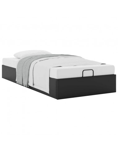 Struttura Letto Pouf senza Materasso Nero 90x200 cm Similpelle