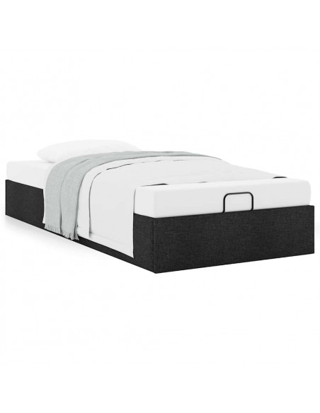 Struttura Letto Pouf senza Materasso Nero 90x200 cm in Tessuto