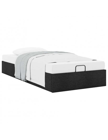 Struttura Letto Pouf senza Materasso Nero 90x200 cm in Tessuto