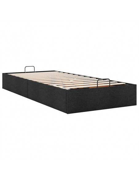 Struttura Letto Pouf senza Materasso Nero 90x200 cm in Tessuto