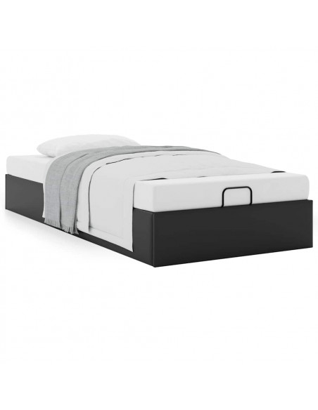 Struttura Letto Pouf senza Materasso Nero 90x190 cm Similpelle