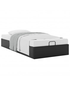 Struttura Letto Pouf senza Materasso Nero 90x190 cm Similpelle 2