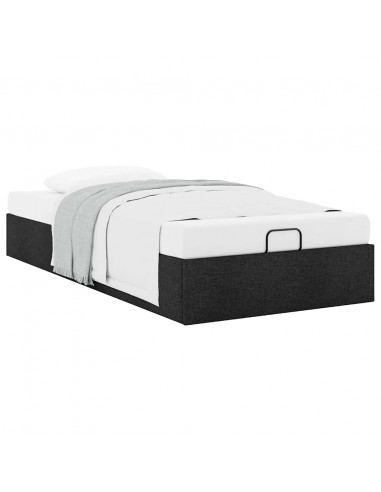 Struttura Letto Pouf senza Materasso Nero 90x190 cm in Tessuto