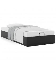 Struttura Letto Pouf senza Materasso Nero 80x200 cm Similpelle