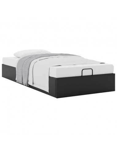 Struttura Letto Pouf senza Materasso Nero 80x200 cm Similpelle