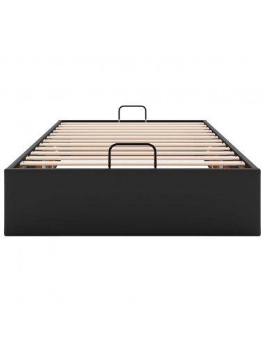 Struttura Letto Pouf senza Materasso Nero 80x200 cm Similpelle