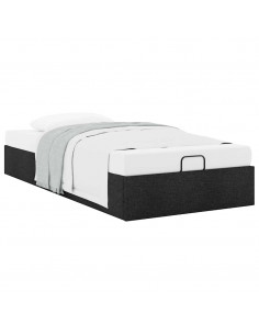 Struttura Letto Pouf senza Materasso Nero 80x200 cm in Tessuto 2