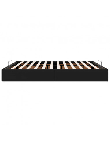 Struttura Letto Pouf senza Materasso Nero 200x200 cm Similpelle