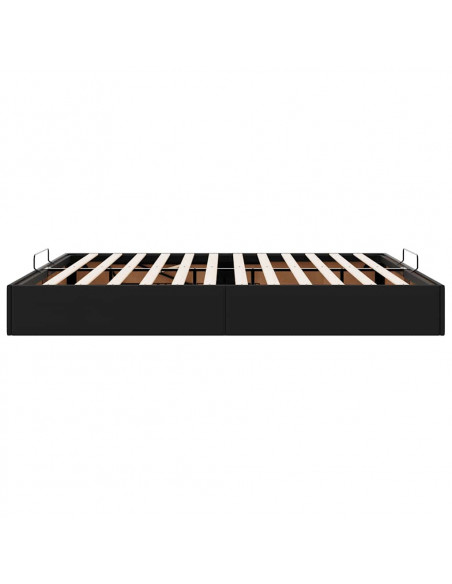 Struttura Letto Pouf senza Materasso Nero 200x200 cm Similpelle