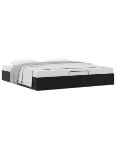 Struttura Letto Pouf senza Materasso Nero 180x200 cm Similpelle 2