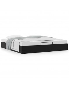 Struttura Letto Pouf senza Materasso Nero 160x200 cm Similpelle